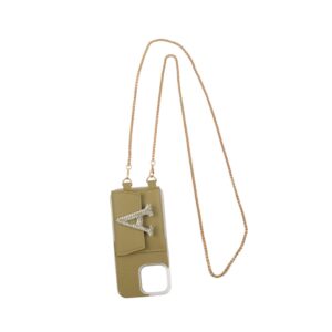 Personalized MUTED OLIVE SLINGSHOT GOLDEN SLING CHAIN WITH PHONE CASE
