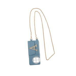Personalized PASTEL BLUE SLINGSHOT GOLDEN SLING CHAIN WITH PHONE CASE