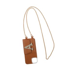 Personalized TAN BROWN SLINGSHOT GOLDEN SLING CHAIN WITH PHONE CASE
