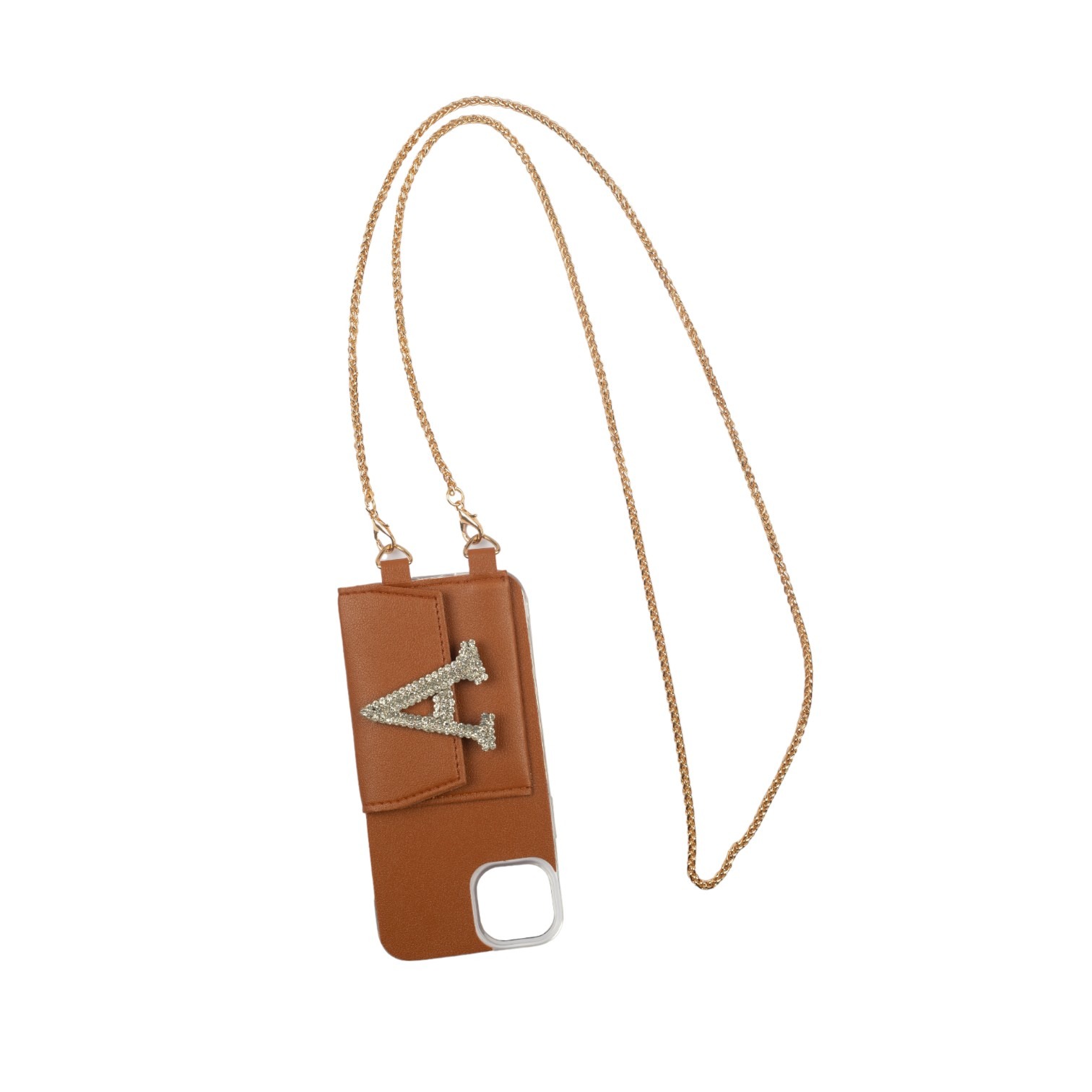 Personalized Tan Brown SlingShot Chain Belt with Phone Case