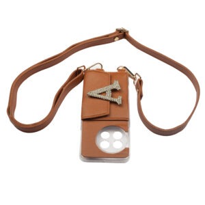 Personalized TAN BROWN SLINGSHOT SLIM BELT WITH PHONE CASE