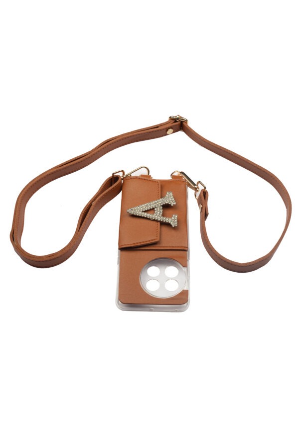 Personalized TAN BROWN SLINGSHOT SLIM BELT WITH PHONE CASE
