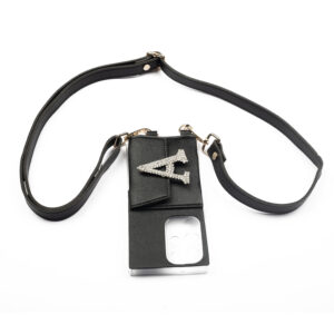 Personalized JET BLACK SLINGSHOT SLIM BELT WITH PHONE CASE