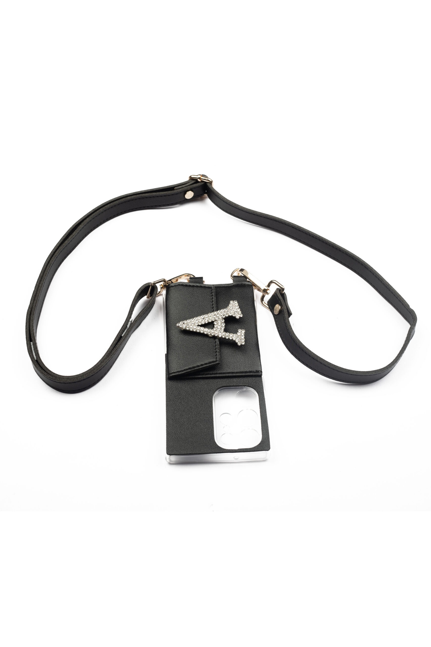 Personalized Jet Black SlingShot Slim Belt with Phone Case