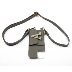 Personalized PIGEON GREY SLINGSHOT SLIM BELT WITH PHONE CASE