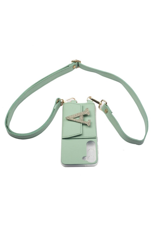 Personalized Mint Blue SlingShot Slim Belt with Phone Case