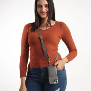 Personalized PIGEON GREY SLINGSHOT SLIM BELT WITH PHONE CASE