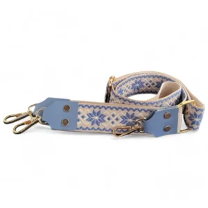 PASTEL BLUE JUTE PRINTED SLINGSHOT CANVAS BELT