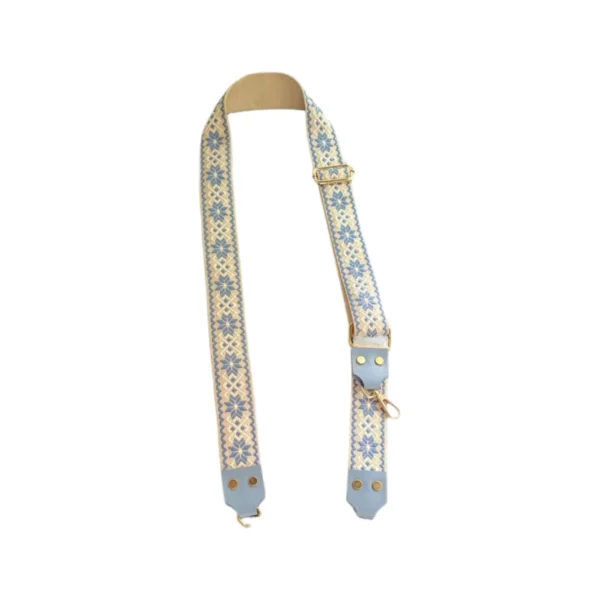 PASTEL BLUE JUTE PRINTED SLINGSHOT CANVAS BELT