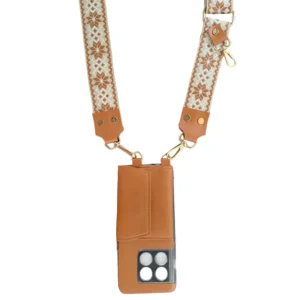 TAN BROWN JUTE PRINTED SLINGSHOT CANVAS BELT