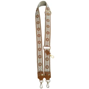 TAN BROWN JUTE PRINTED SLINGSHOT CANVAS BELT