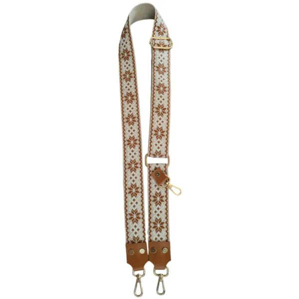 TAN BROWN JUTE PRINTED SLINGSHOT CANVAS BELT
