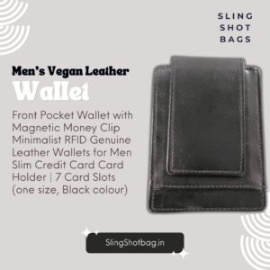 Front Pocket Wallet with Magnetic Money Clip Minimalist RFID Genuine Leather Wallets for Men Slim Credit Card Card Holder | 7 Card Slots (one size, Black colour)