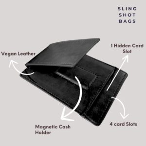 Front Pocket Wallet with Magnetic Money Clip Minimalist RFID Genuine Leather Wallets for Men Slim Credit Card Card Holder | 7 Card Slots (one size, Black colour)