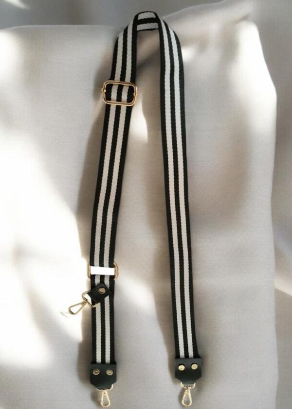 BLACK AND WHITE PRINTED SLINGSHOT CANVAS BELT