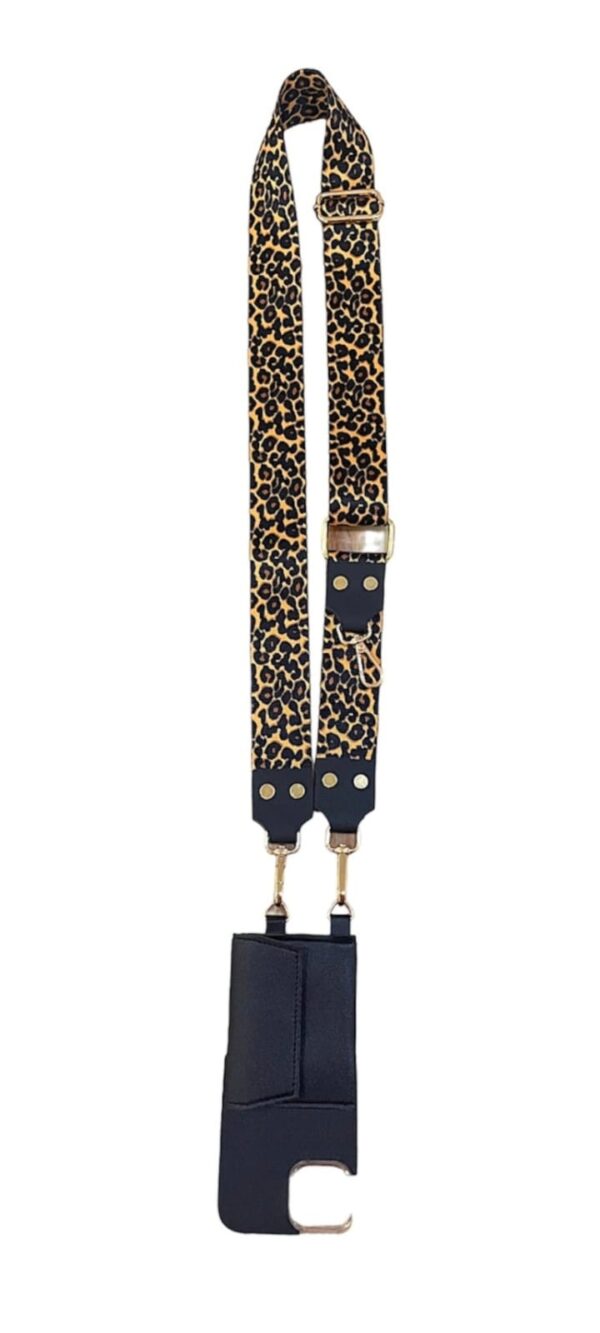 Personalized CHEETAH PRINTED SLINGSHOT CANVAS BELT WITH PHONE CASE - Image 3